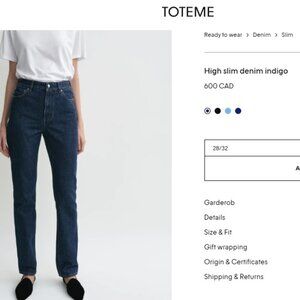 TOTEME ! High slim Straight Regular Fit Organic Cotton (28/32)